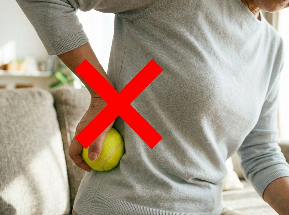 腰と膝の痛みに悩む様子